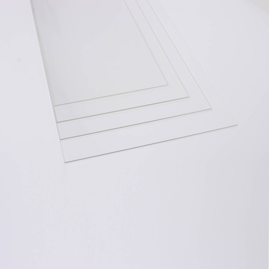 Set of 4 | Clear Acrylic DIY Sign Board Plexiglass Sheets, Rectangular Side Plates