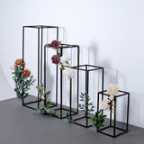 Set of 4 | Matte Black Metal Frame Flower Stand, Wedding Column Centerpieces - 16/24/32/40