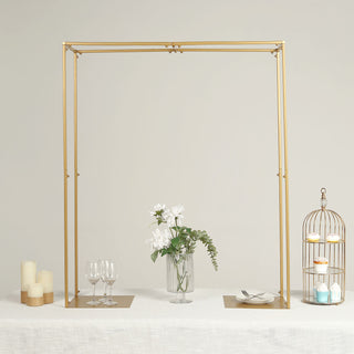 Add a Touch of Elegance with the Gold Adjustable Over The Table Metal Flower Arch Frame Stand