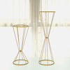 Set of 2 | Reversible Gold Metal Geometric Flower Stands, Wedding Vase Pedestals