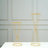 Set of 2 | Reversible Gold Metal Geometric Flower Stands, Wedding Vase Pedestals
