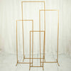 Set of 4 | Gold Metal Frame Wedding Arch, Rectangular Backdrop Stand, Floral Display Frame#whtbkgd