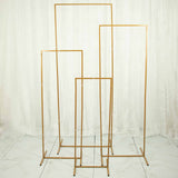 Set of 4 | Gold Metal Frame Wedding Arch, Rectangular Backdrop Stand, Floral Display Frame#whtbkgd