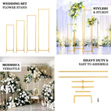 Set of 4 | Slim Gold Metal Frame Wedding Arch, Rectangular Backdrop Stand, Floral Display Frame