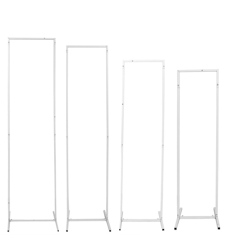 Set of 4 | Slim White Metal Frame Wedding Arch, Rectangular Backdrop Stand, Floral Display Frame#whtbkgd