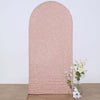 7ft Blush Rose Gold Shimmer Spandex Chiara Backdrop Stand Cover For Fitted Round Top Wedding Arch