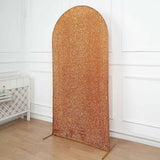 7ft Gold Shimmer Tinsel Spandex Chiara Backdrop Stand Cover Fitted Round Top Wedding Arch