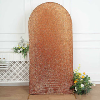 Add Elegance to Your Event with the 7ft Antique Gold Shimmer Tinsel Spandex Chiara Backdrop Stand Cover