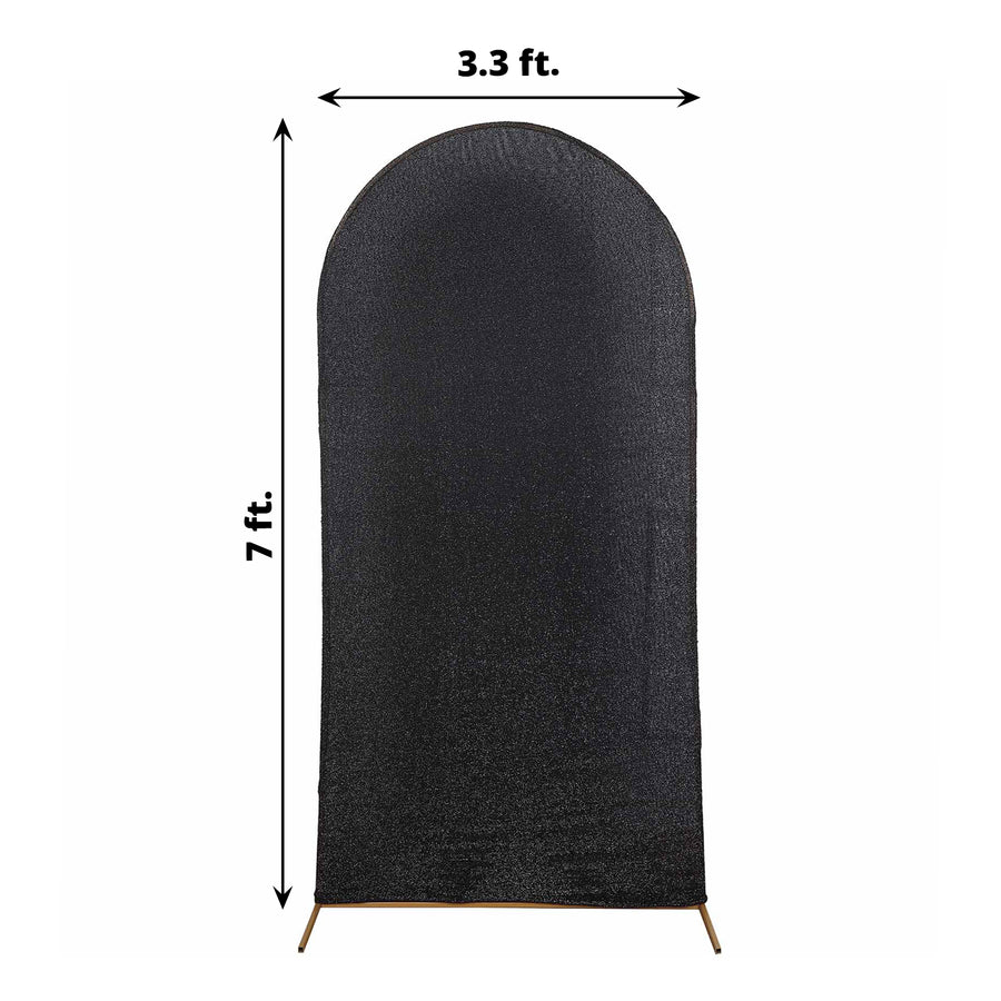 7ft Black Shimmer Tinsel Spandex Chiara Backdrop Stand Cover For Fitted Round Top Wedding Arch