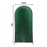 7ft Hunter Emerald Green Shimmer Tinsel Spandex Chiara Backdrop Stand Cover Round Top Wedding Arch