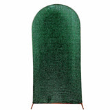 7ft Hunter Emerald Green Shimmer Tinsel Spandex Chiara Backdrop Stand Cover Round Top Wedding Arch