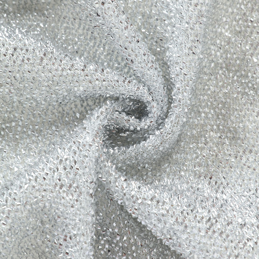 7ft Silver Shimmer Spandex Chiara Backdrop Stand Cover For Fitted Round Top Wedding Arch#whtbkgd