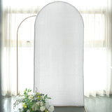 7ft Silver Shimmer Tinsel Spandex Chiara Backdrop Stand Cover For Fitted Round Top Wedding Arch
