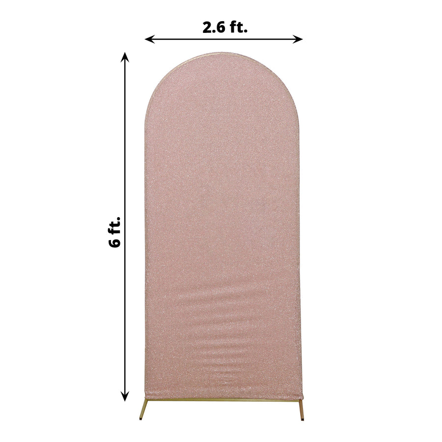6ft Blush Rose Gold Shimmer Spandex Chiara Backdrop Stand Cover For Fitted Round Top Wedding Arch