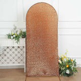 6ft Gold Shimmer Tinsel Spandex Chiara Backdrop Stand Cover Fitted Round Top Wedding Arch
