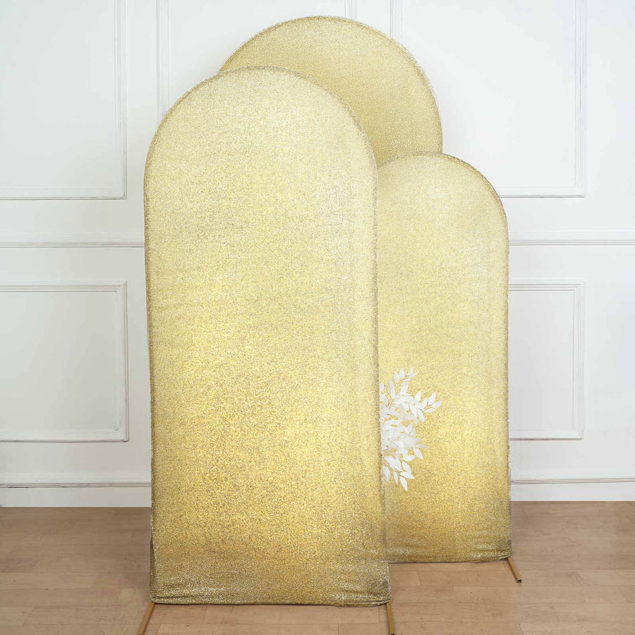 6ft Shimmer Tinsel Spandex Chiara Backdrop Stand Cover For Fitted Round Top Wedding Arch