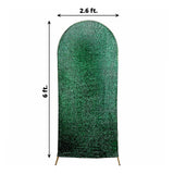 6ft Hunter Green Shimmer Tinsel Spandex Chiara Backdrop Stand Cover Round Top Wedding Arch