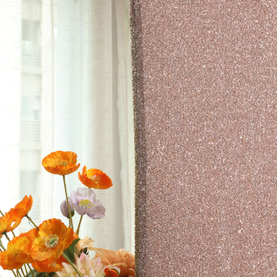 5ft Blush Rose Gold Shimmer Spandex Chiara Backdrop Stand Cover For Fitted Round Top Wedding Arch