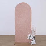 5ft Blush Rose Gold Shimmer Spandex Chiara Backdrop Stand Cover For Fitted Round Top Wedding Arch