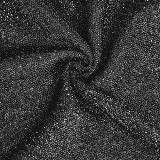 Enhance Your Event Decor with the Black Shimmer Tinsel Spandex Chiara Backdrop Stand Cover