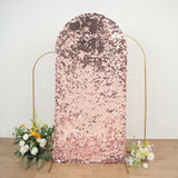 7ft Sparkly Rose Gold Double Sided Big Payette Sequin Chiara Backdrop Stand Cover For Fitted Round