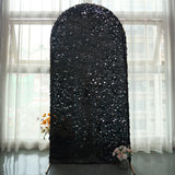 7ft Sparkly Black Double Sided Big Payette Sequin Chiara Backdrop Stand Cover For Fitted Round Top