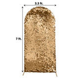 7ft Sparkly Gold Double Sided Big Payette Sequin Chiara Backdrop Stand Cover For Fitted Round Top 