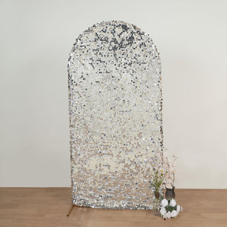 Sparkly Silver Double Sided Big Payette Sequin Chiara Backdrop Stand Cover