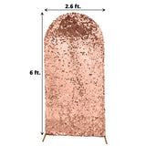 6ft Sparkly Rose Gold Double Sided Big Payette Sequin Chiara Backdrop Stand Cover For Fitted Round