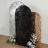 6ft Sparkly Black Double Sided Big Payette Sequin Chiara Backdrop Stand Cover For Fitted Round Top