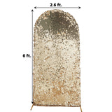 6ft Sparkly Champagne Double Sided Big Payette Sequin Chiara Backdrop Stand Cover For Fitted Round