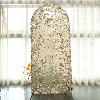 Add Glamour and Glitz to Your Event with a Sparkly Champagne Double Sided Big Payette Sequin Chiara Backdrop Stand Cover