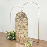 5ft Sparkly Champagne Double Sided Big Payette Sequin Chiara Backdrop Stand Cover For Fitted Round