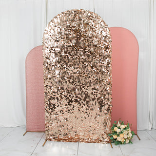 Elevate Your Wedding with Rose Gold Fitted Arch Frame Covers