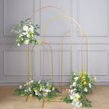 Set of 4 | Gold Metal Wedding Arch Chiara Backdrop Stand Floral Display Frame With Round Top