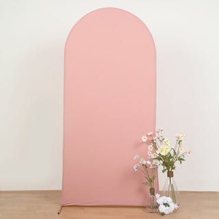 Elevate Your Event Décor with the 7ft Matte Dusty Rose Spandex Fitted Chiara Backdrop Stand Cover