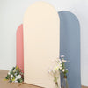7ft Matte Beige Spandex Fitted Chiara Backdrop Stand Cover For Round Top Wedding Arch