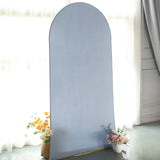 7ft Matte Dusty Blue Spandex Fit Round Top Wedding Arch Frame Cover