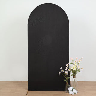 Elevate Your Event Décor with the 7ft Matte Black Spandex Fitted Chiara Backdrop Stand Cover