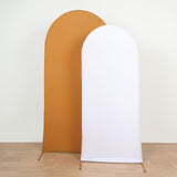 7ft Matte Gold Spandex Fitted Chiara Backdrop Stand Cover For Round Top Wedding Arch