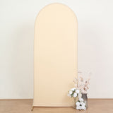 6ft Matte Beige Spandex Fitted Chiara Backdrop Stand Cover For Round Top Wedding Arch