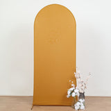 6ft Matte Gold Spandex Fitted Chiara Backdrop Stand Cover For Round Top Wedding Arch