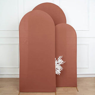 Create a Captivating Display with the Matte Terracotta (Rust) Spandex Backdrop Stand Cover