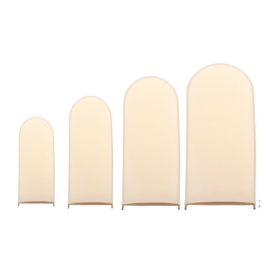 Set of 4 | Matte Beige Spandex Fitted Wedding Arch Covers