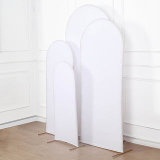 Instant Sophistication with Matte White Spandex Fitted Wedding Arch Covers