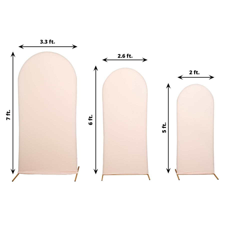 Set of 3 | Matte Blush Rose Gold Spandex Fitted Chiara Backdrop Stand Cover For Round Top