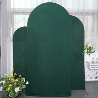 Create a Stunning Display with our Matte Hunter Emerald Green Spandex Fitted Chiara Backdrop Stand Cover