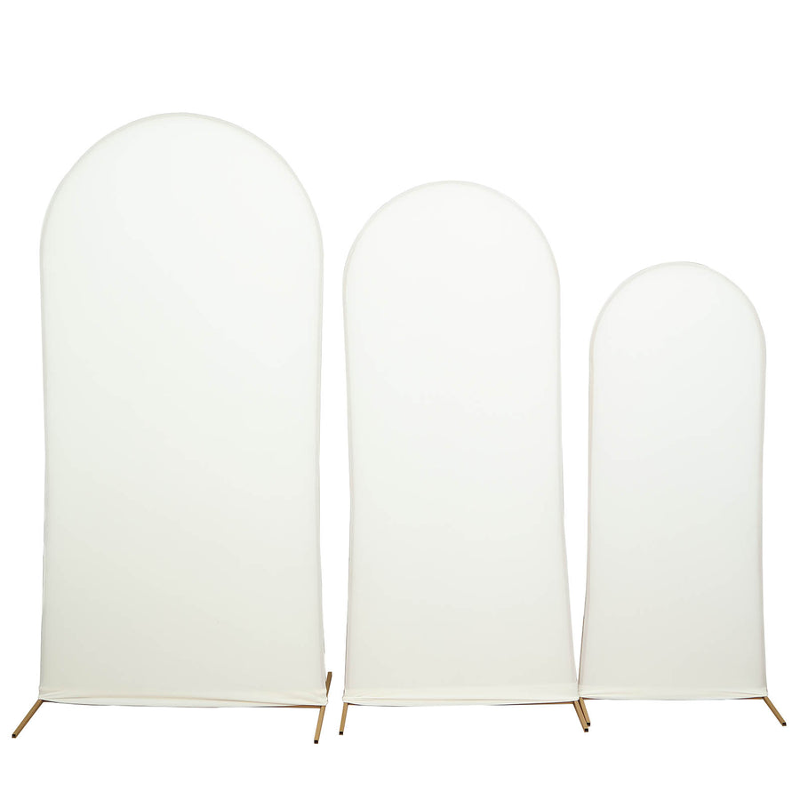 Set of 3 | Matte Ivory Spandex Fitted Chiara Backdrop Stand Cover For Round Top