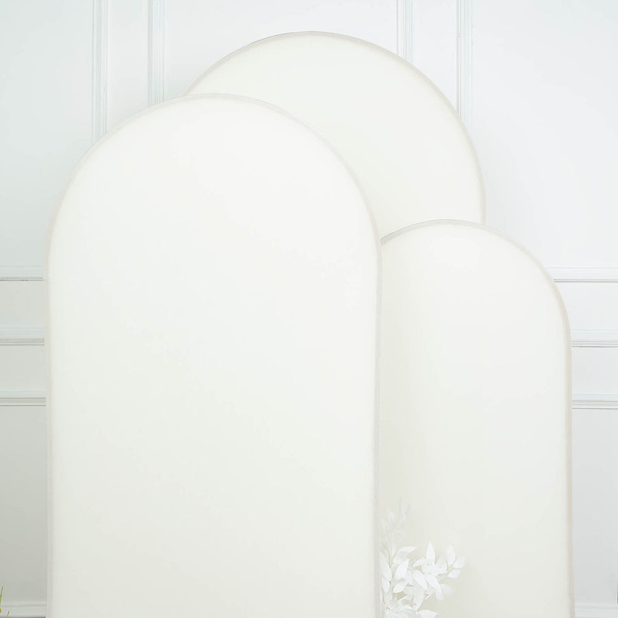 Set of 3 | Matte Ivory Spandex Fitted Chiara Backdrop Stand Cover For Round Top