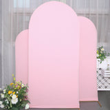 Set of 3 | Matte Pink Spandex Fitted Chiara Backdrop Stand Cover For Round Top